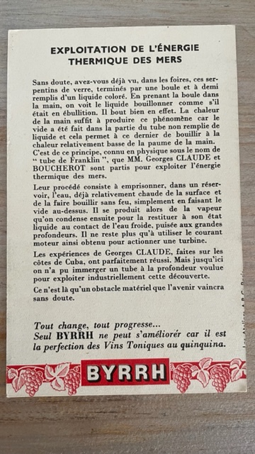 Ancienne publicité Byrrh - 24 regards sur l'avenir - N°18. Exploitation de l'énergie thermique des mers