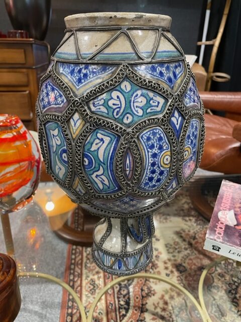 Vase Vintage Céramique et Métal (Maroc)