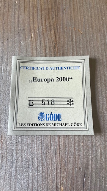 Médaille Europa 2000 -  Avec certificat d'authenticité -